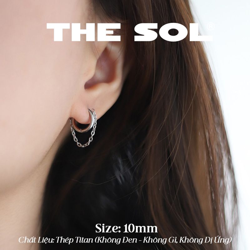  Khuyên Tai Titan Unisex Hoops Tròn Chốt Ẩn Dây Xích 
