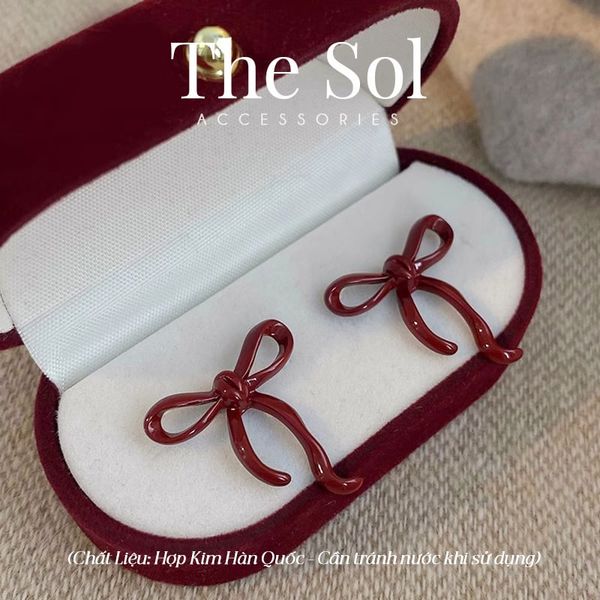  Bông Tai Hàn Quốc Red Bow 