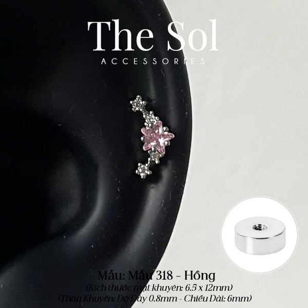  Khuyên Tai Thép Xi Mạ Colour Star - Mẫu 318 