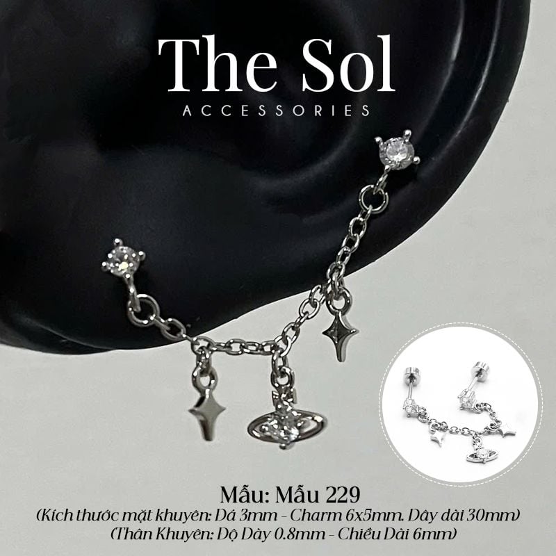  Khuyên Tai Thép Xi Mạ Mini Galaxy - Mẫu 229 