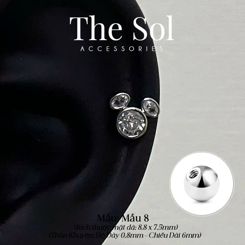  Khuyên Tai Thép Xi Mạ The Mickey - Mẫu 8 