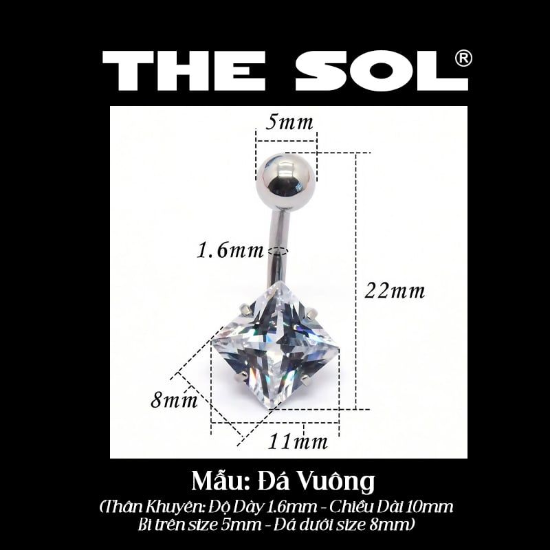  Khuyên Rốn Titan Unisex Đính Đá Nhiều Hình 