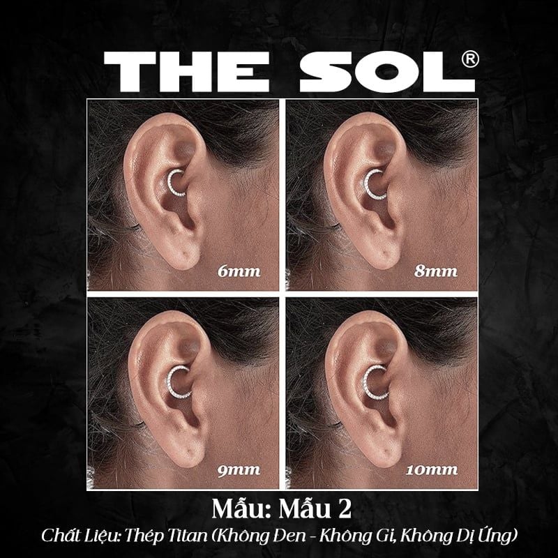  Khuyên Tai Titan Unisex The Diamond Chốt Ẩn 2 