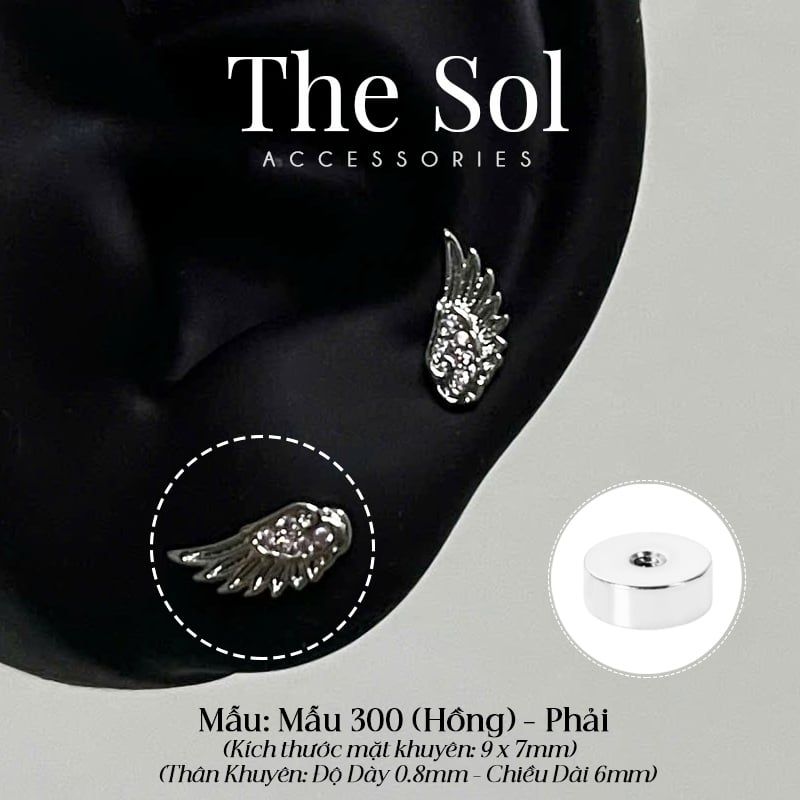  Khuyên Tai Thép Xi Mạ The Wing - Mẫu 300 