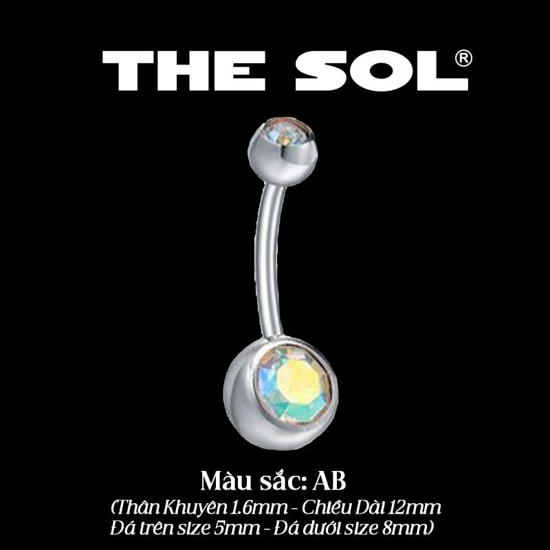  Khuyên Rốn Titan Unisex Đính Đá 2 Đầu 
