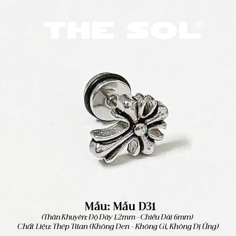  Khuyên Tai Titan Unisex Chrome Heart - Mẫu D31 