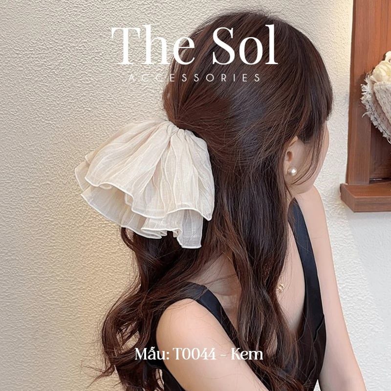  Cột Tóc Scrunchies Pleated Mesh 