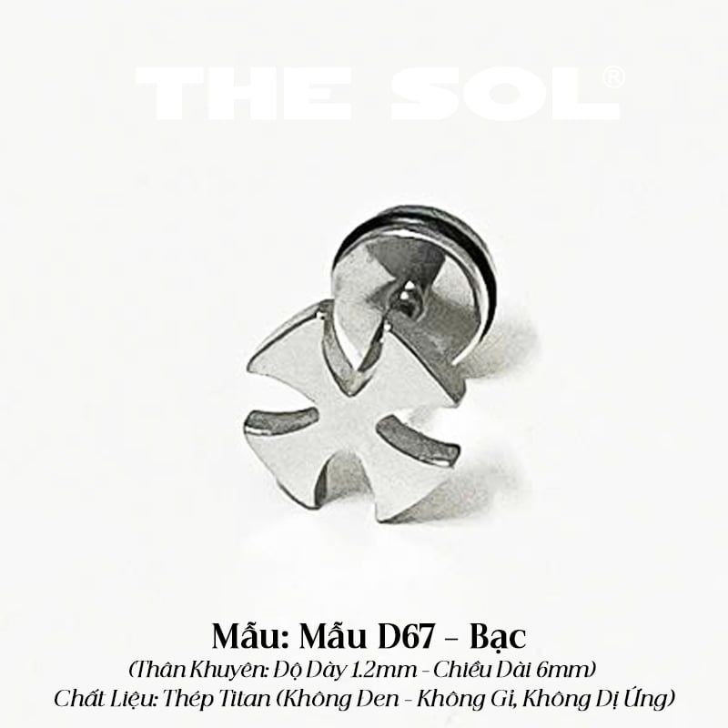  Khuyên Tai Titan Unisex Chrome Heart - Mẫu D67 