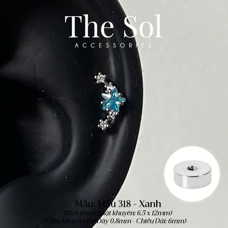  Khuyên Tai Thép Xi Mạ Colour Star - Mẫu 318 