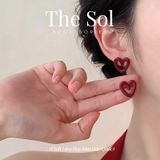  Bông Tai Hàn Quốc Big Red Heart 