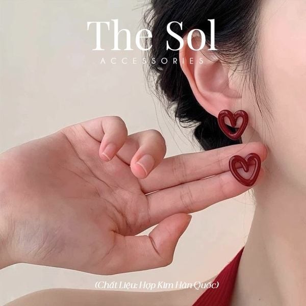  Bông Tai Hàn Quốc Big Red Heart 