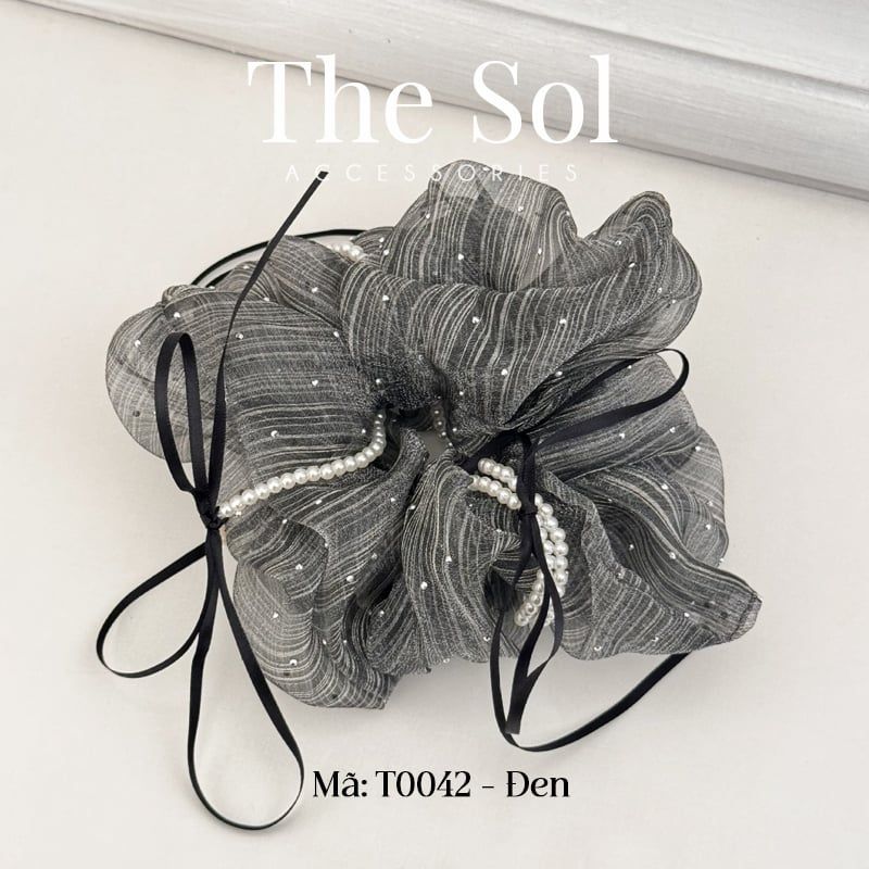  Cột Tóc Scrunchies Ribbon Bling 