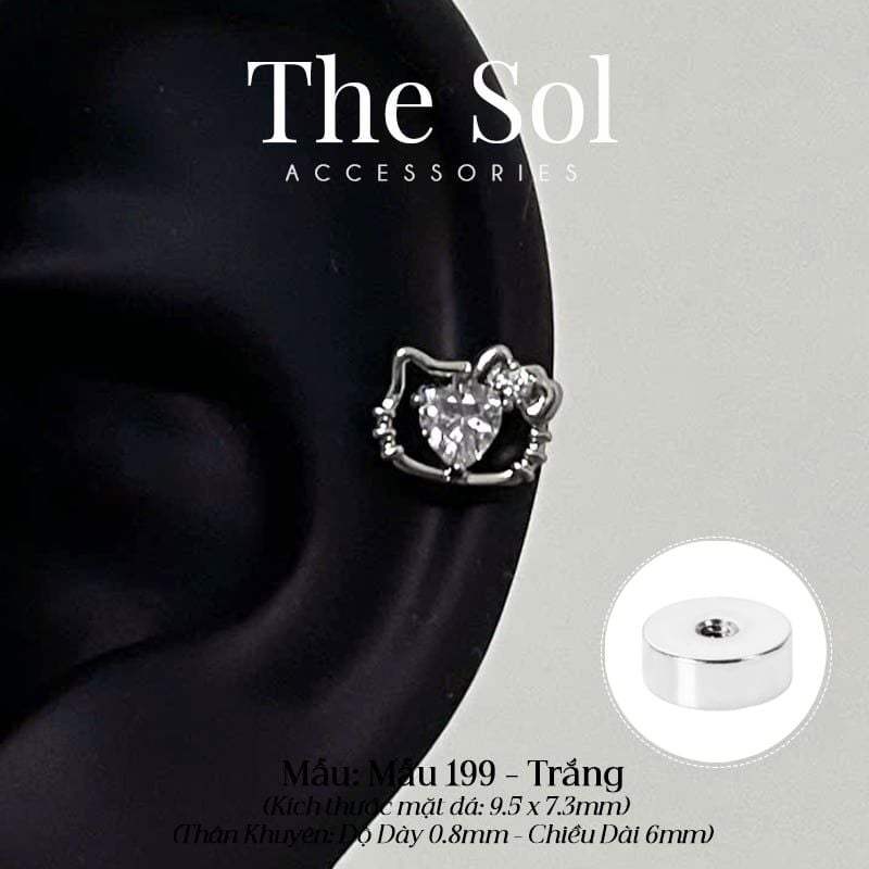  Khuyên Tai Thép Xi Mạ Hello Kitty - Mẫu 199 