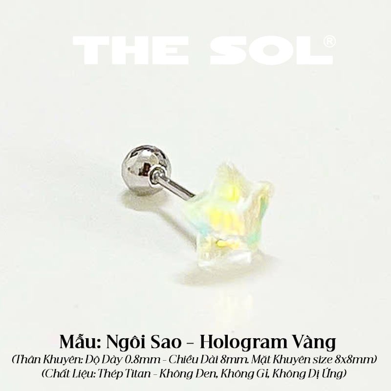  Khuyên Tai Thép Titan Màu Sắc Hologram 