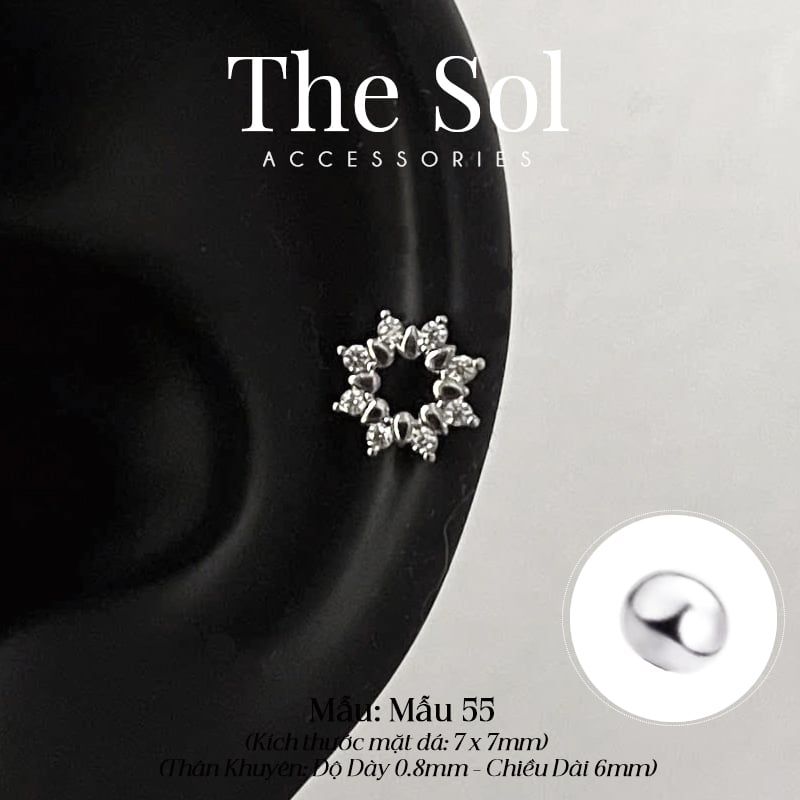  Khuyên Tai Thép Xi Mạ The Sun - Mẫu 55 