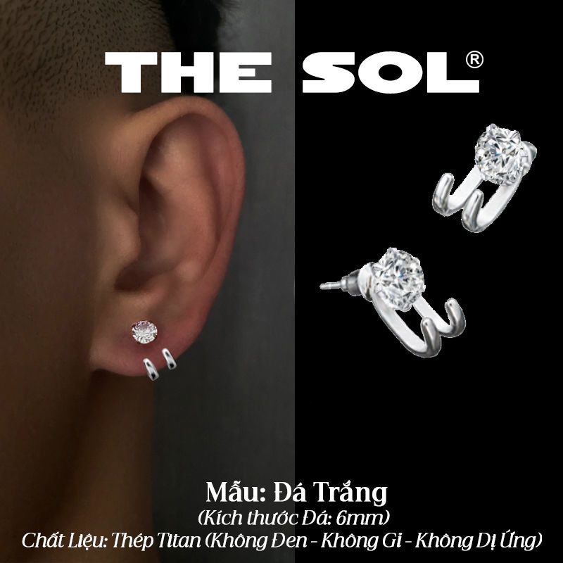 Khuyên Tai Titan Unisex The Claw 2 In 1 - Đá Tròn 