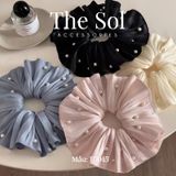  Cột Tóc Scrunchies Lace Pearl 