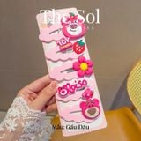  Set Kẹp Tóc Gấu Dâu Size Lớn 7cm 