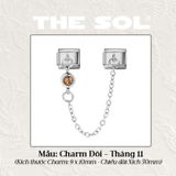  Charm Titan Italian Bracelet - Charm Đôi Birthstone 