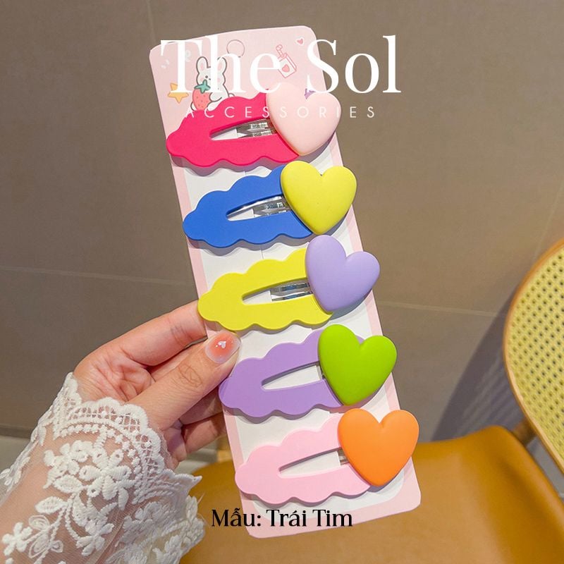  Set Kẹp Tóc Trái Tim Size Lớn 7cm 