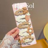  Set Kẹp Tóc Gấu Nâu Size Lớn 7cm 