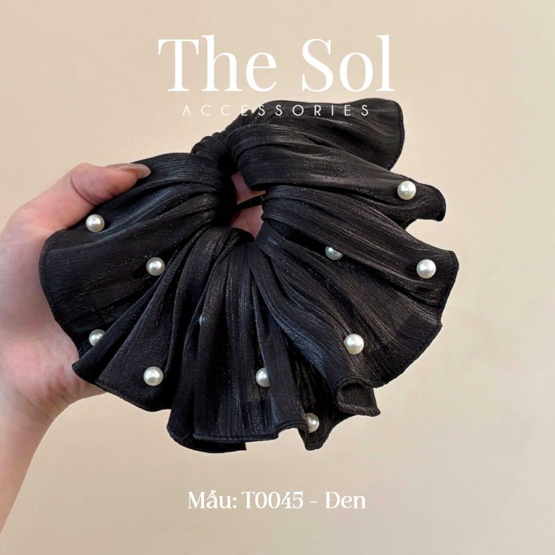 Cột Tóc Scrunchies Lace Pearl 