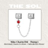  Charm Titan Italian Bracelet - Charm Đôi Birthstone 