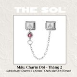  Charm Titan Italian Bracelet - Charm Đôi Birthstone 