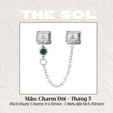  Charm Titan Italian Bracelet - Charm Đôi Birthstone 