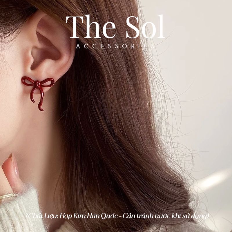  Bông Tai Hàn Quốc Red Bow 