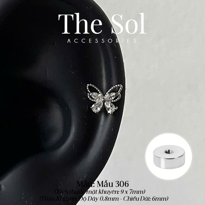  Khuyên Tai Thép Xi Mạ Dia Butterfly - Mẫu 306 