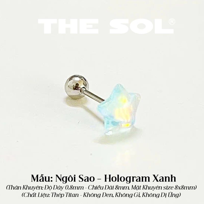  Khuyên Tai Thép Titan Màu Sắc Hologram 