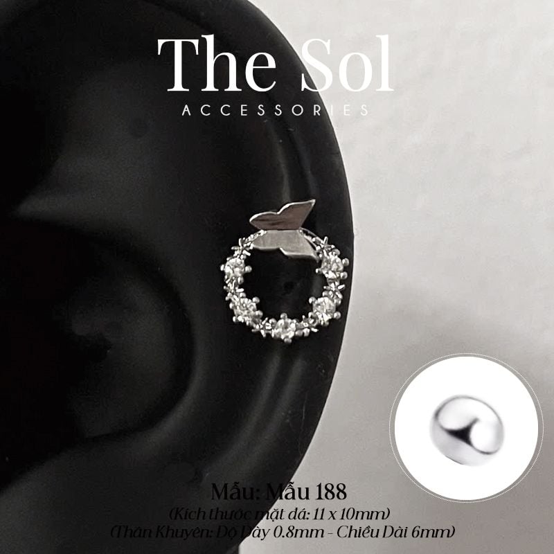  Khuyên Tai Thép Xi Mạ Dia Cirlce - Mẫu 188 