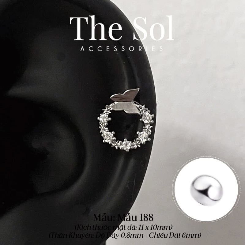  Khuyên Tai Thép Xi Mạ Dia Cirlce - Mẫu 188 