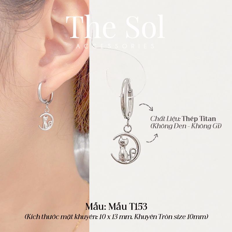  Khuyên Tai Titan Cat On Moon - Mẫu T153 