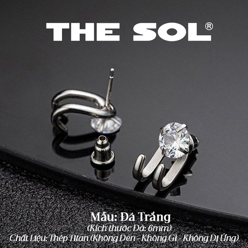  Khuyên Tai Titan Unisex The Claw 2 In 1 - Đá Tròn 