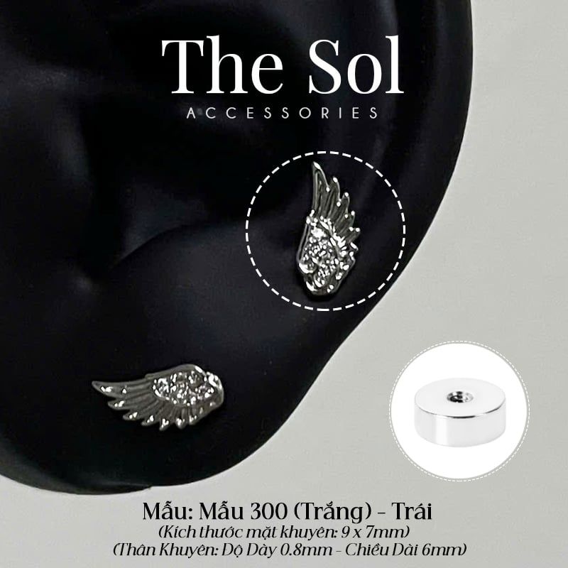  Khuyên Tai Thép Xi Mạ The Wing - Mẫu 300 