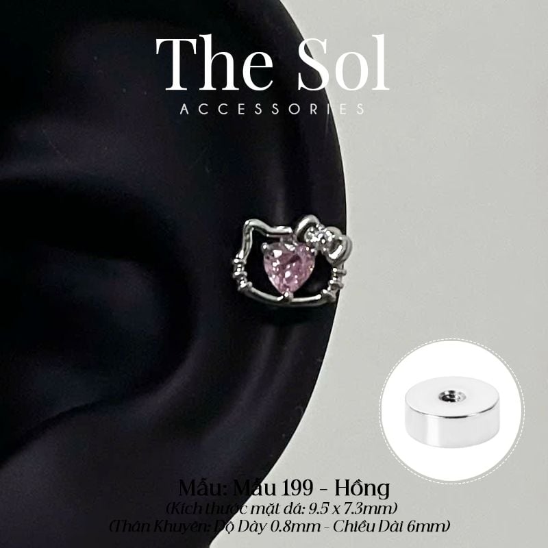  Khuyên Tai Thép Xi Mạ Hello Kitty - Mẫu 199 