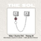 Charm Titan Italian Bracelet - Charm Đôi Birthstone 