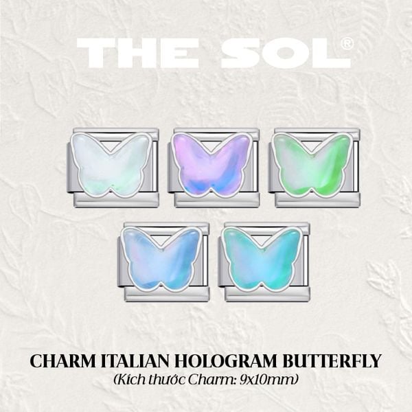  Charm Titan Italian Bracelet - Hologram Butterfly 
