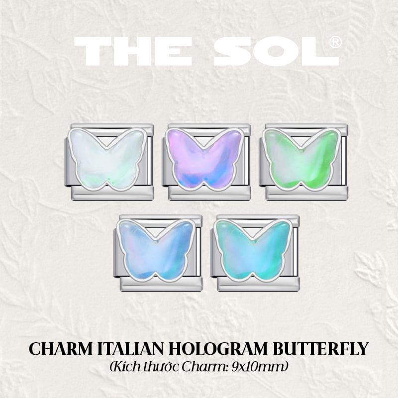  Charm Titan Italian Bracelet - Hologram Butterfly 