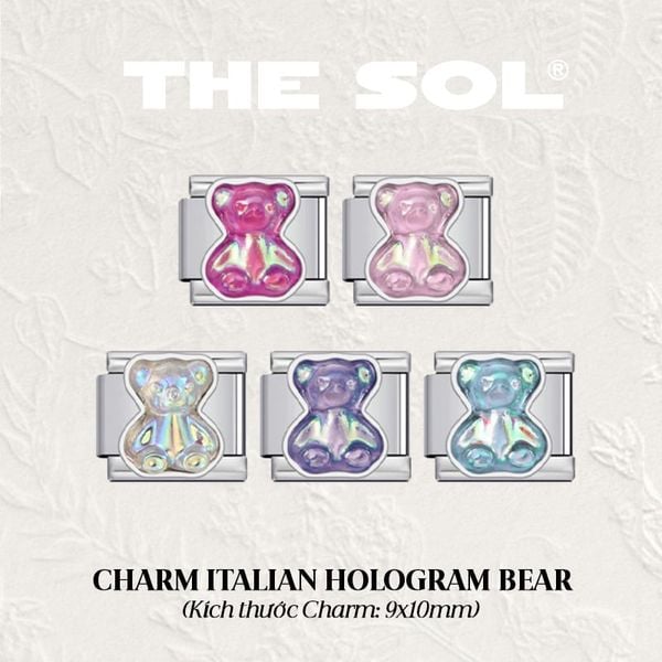  Charm Titan Italian Bracelet - Hologram Bear 
