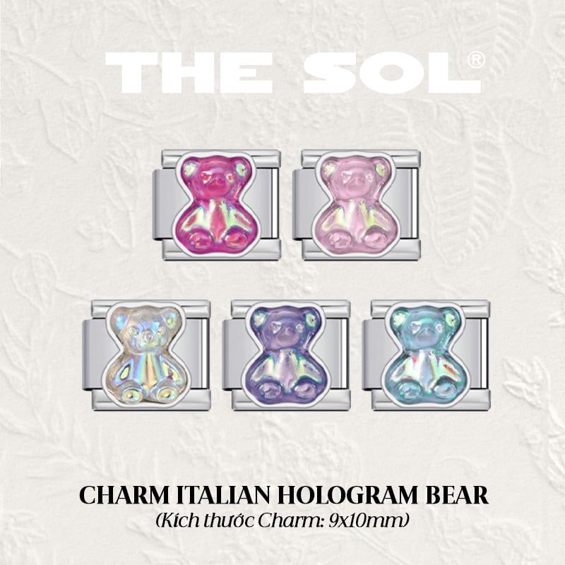  Charm Titan Italian Bracelet - Hologram Bear 