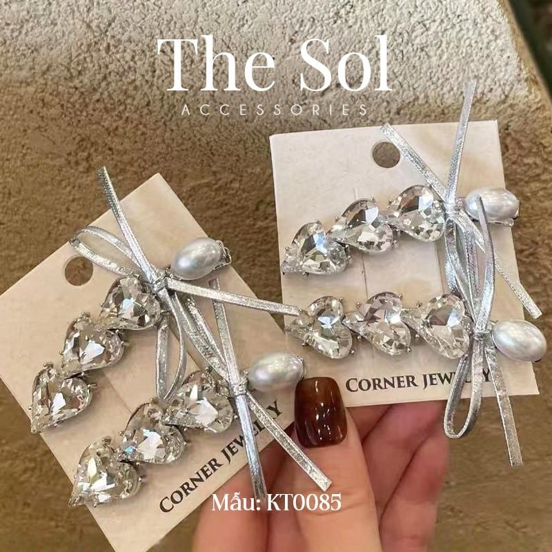  Kẹp Tóc Hàn Quốc Triple Dia Hearts - 1 Chiếc 