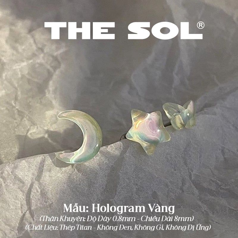  Khuyên Tai Thép Titan Màu Sắc Hologram 