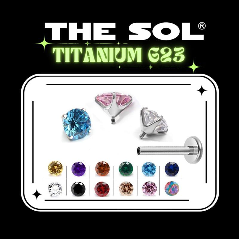  Khuyên Tai TITANIUM G23 Đính Đá Tròn Nhiều Màu 