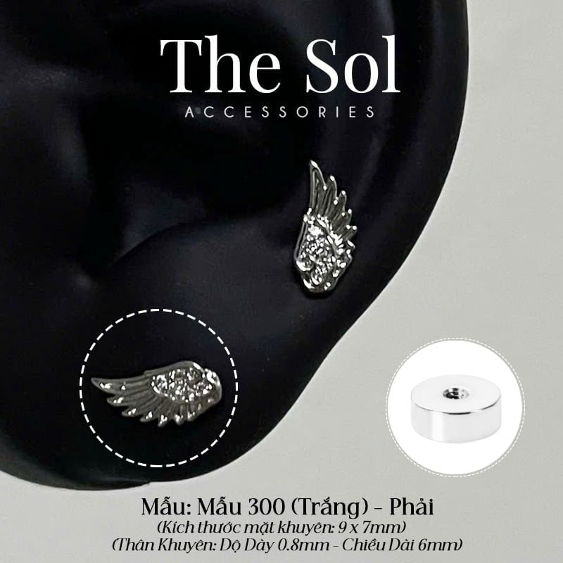  Khuyên Tai Thép Xi Mạ The Wing - Mẫu 300 