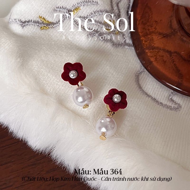  Bông Tai Hàn Quốc Velvet Flower - Mẫu 364 
