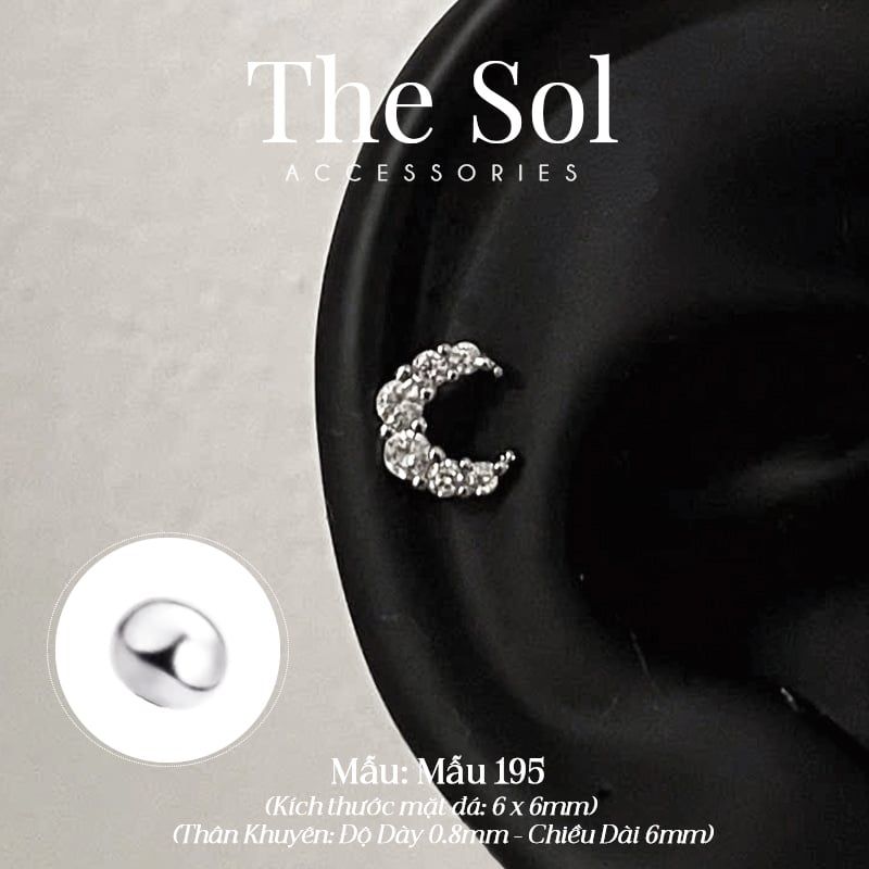  Khuyên Tai Thép Xi Mạ The Moon - Mẫu 195 