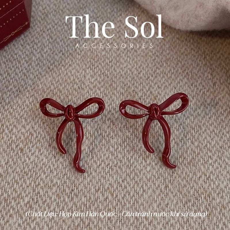  Bông Tai Hàn Quốc Red Bow 